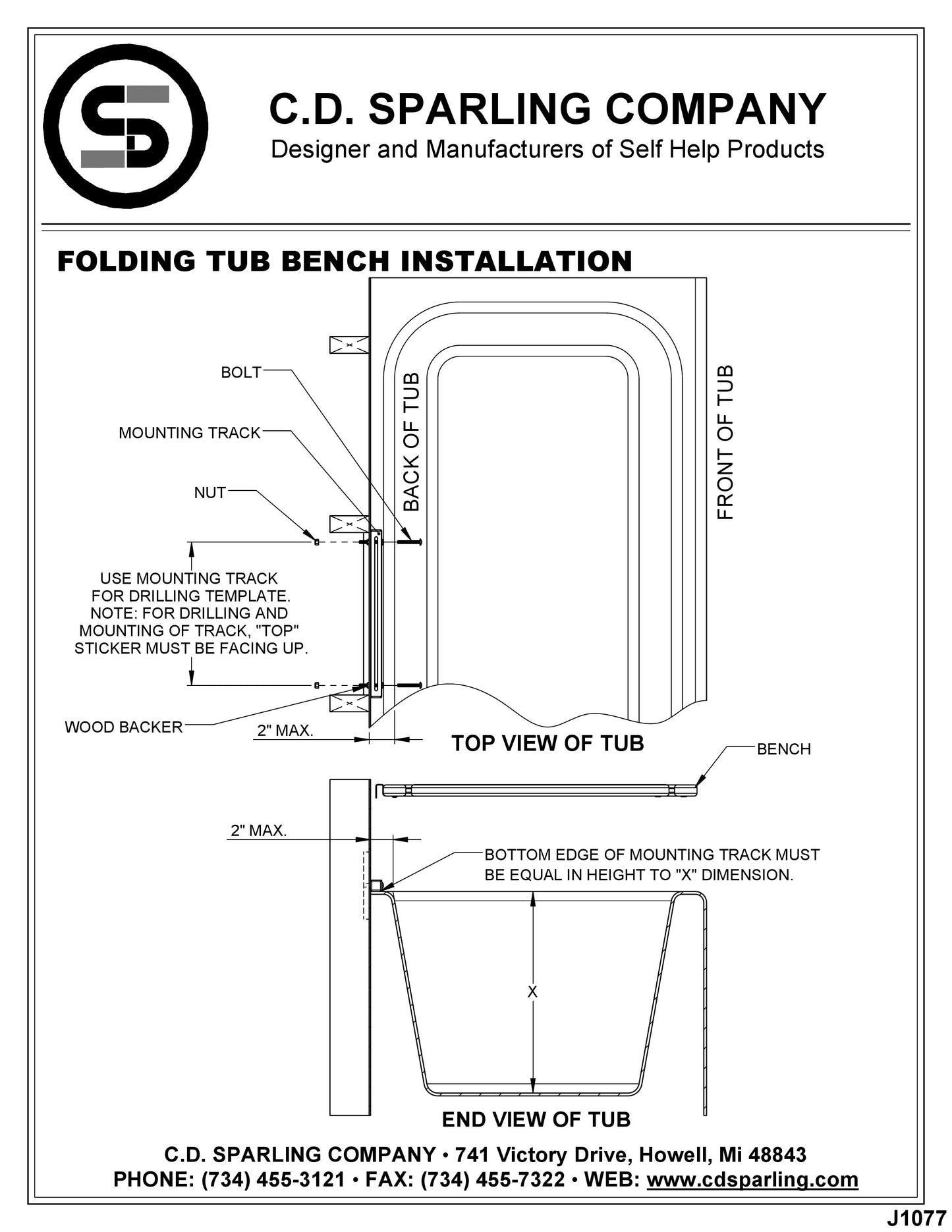 FTB-28 Sparling Folding Tub Bench