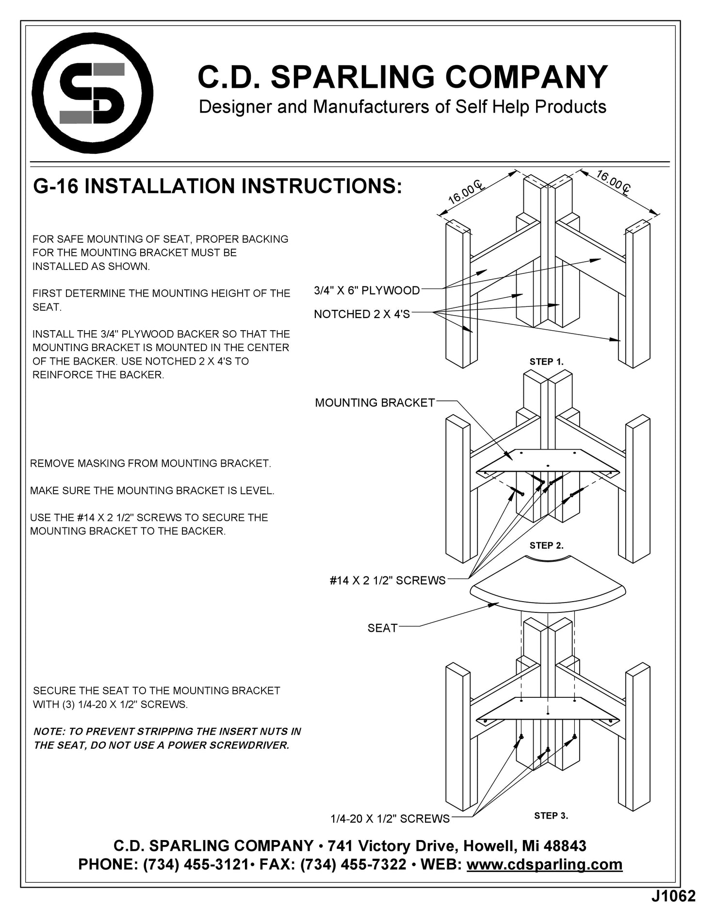 G-16 Sparling Shower Seat