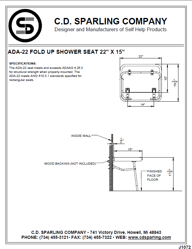 ADA-22 Sparling Shower Seat