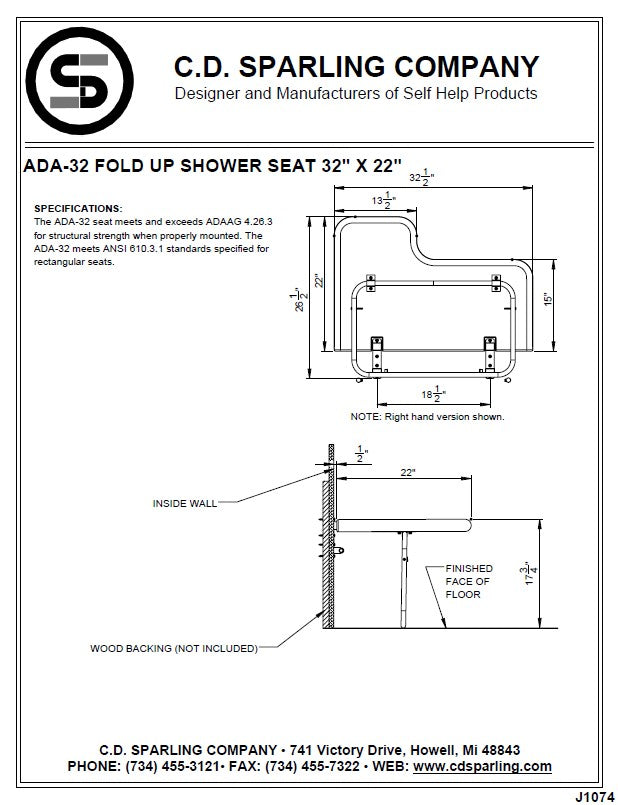 ADA-32 Sparling Shower Seat